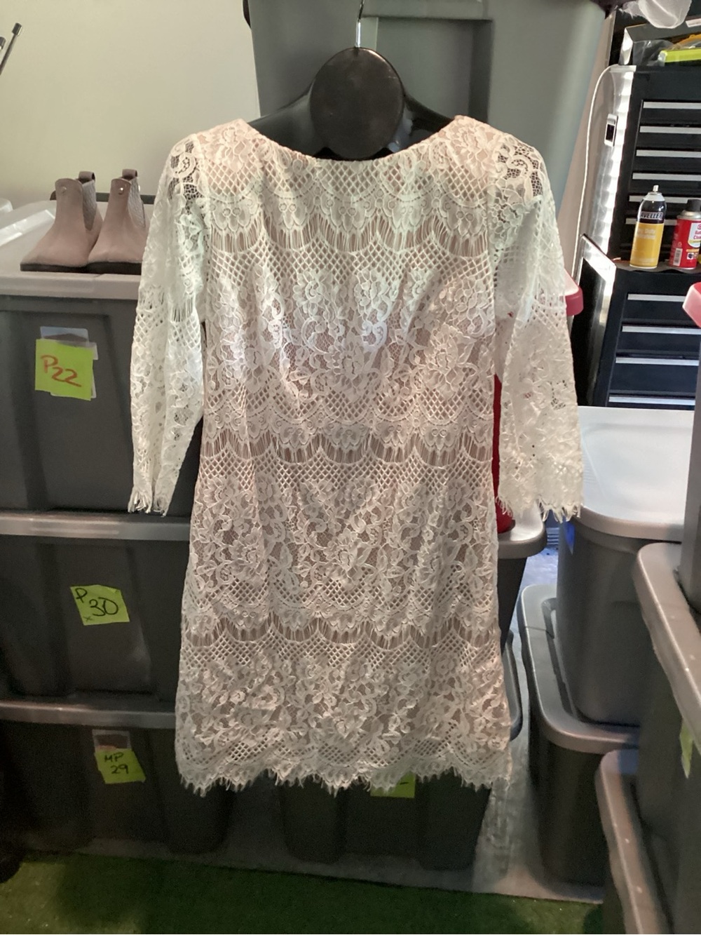 JH Collectibles Ivory Lace Long Sleeve Sheath Dress
